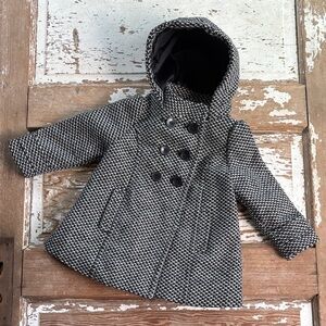 Old Navy Black and White Kids Pea Coat 18-24m